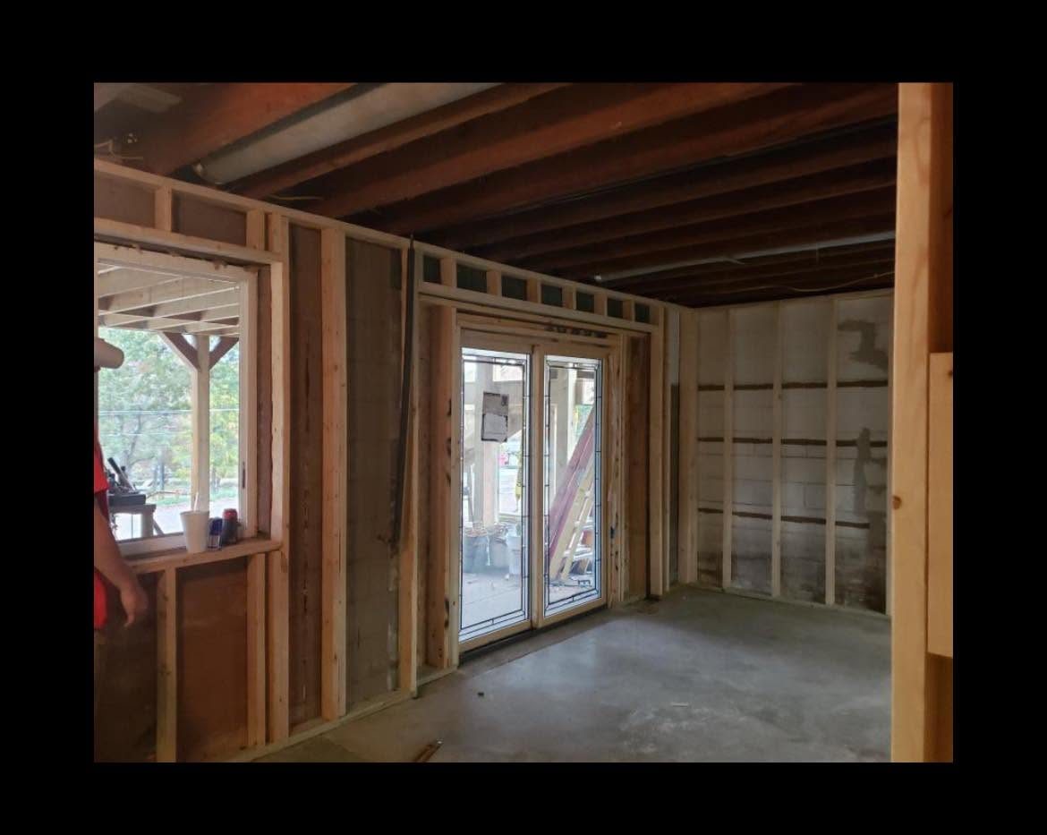 Basement remodel - inside view of man door