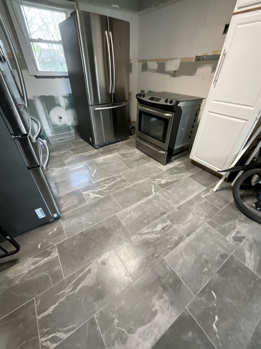 Kitchen Remodel - Water Damage - Claim - After - TIle - Before Cabinet Install
